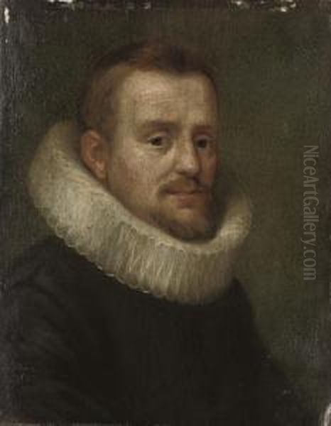 Portrait Of A Gentleman, Small Bust-length, In A Black Coat And White Ruff - view 1