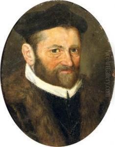 Portrait Of A Bearded Man, Bust-length, In A Fur-lined Black Costume And Black Hat