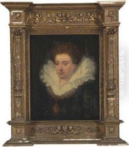 Portrait Of A Lady, Bust-length,
 With A White Lace Collar And Anelaborate Jewelled Necklace by Frans Pourbus the younger