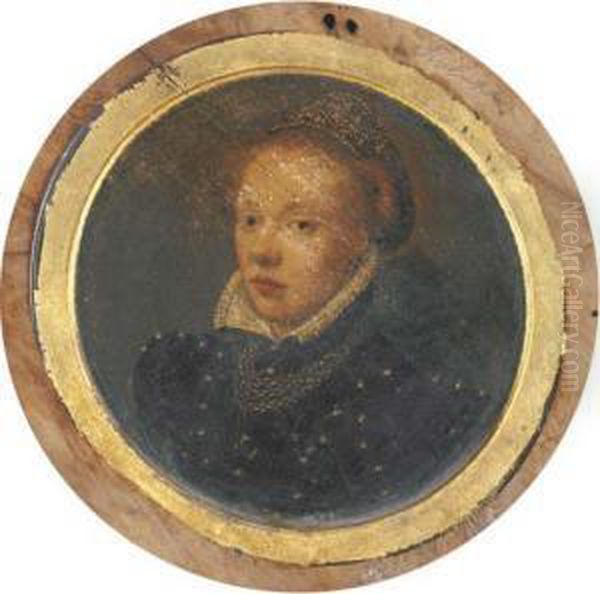 Portrait Of A Lady, Bust-length,
In A Black Dress With A White Lace Collar And A Jewelled Hairnet - view 1