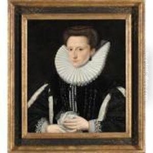 Portrait Of A Lady, Half-length, In A Black And White Dress And A White Ruff by Frans Pourbus the younger
