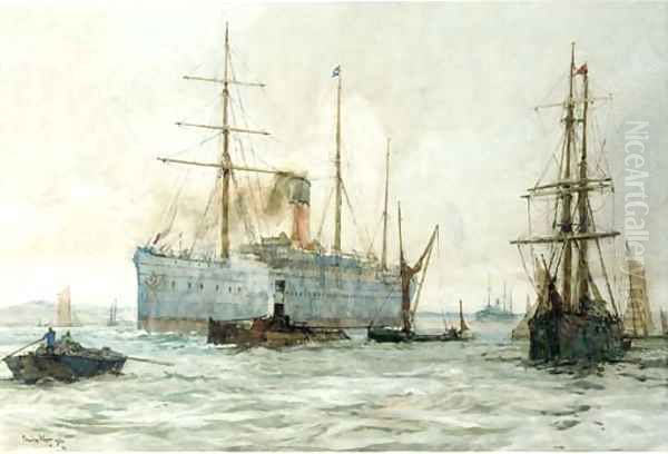 A steamer of the Castle Line on the Thames - view 1