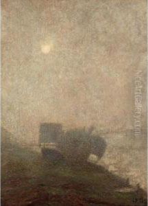 L'aube Sur La Greve by Leon Pourtau