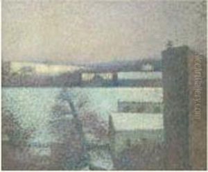 Maisons Au Bord De La Saone En Hiver by Leon Pourtau