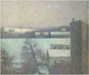 Maisons Au Bord De Saone En Hiver, Circa 1892-1896 by Leon Pourtau