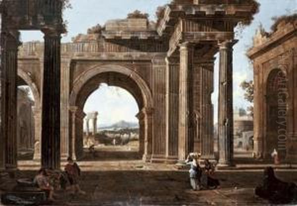 A Capriccio Of Classical Ruins 
With The Arch Of Titus, The Templeof Vespasian, The Castel Sant'angelo 
And The Roman Campagnabeyond - view 1