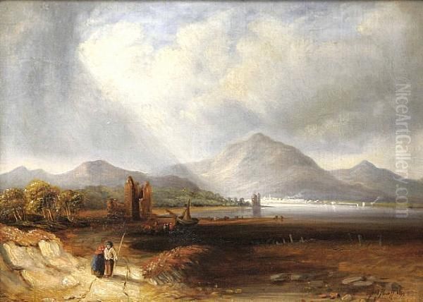 Figures In Highland Landscape - view 1
