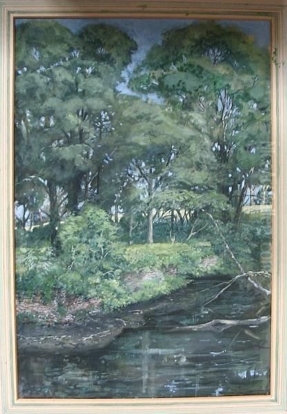 A River At Summer With A Tree Lined Bank - view 1