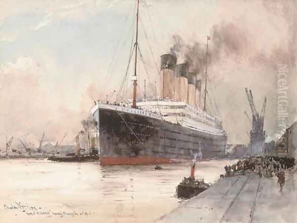 R.M.S. Titanic clearing the dockside at Southampton, 10th April, 1912 - view 1