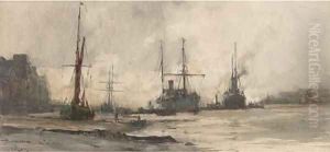 Off Rotherhithe by Charles Edward Dixon