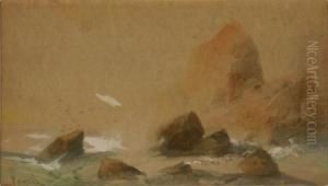 Rocky Coastal Scene by Lucien Whiting Powell