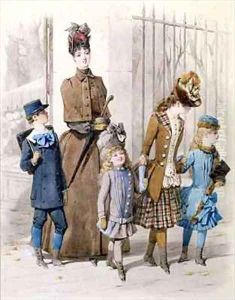Mother and children in walking dress by Jules David