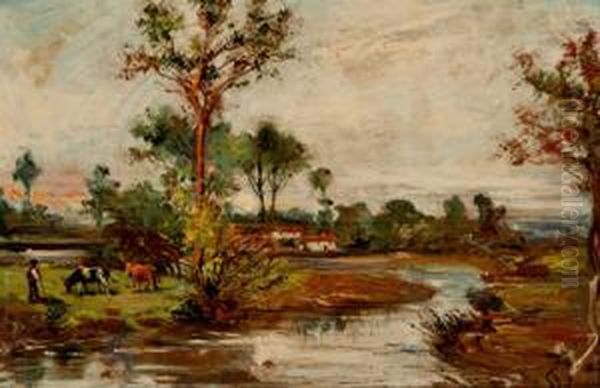 "paisaje Con Rio Y Vacas". - view 1