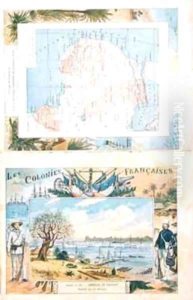 Map of French possessions and spheres of influence in Africa and a view of the river Senegal - view 1
