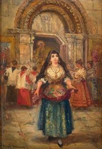 "valenciana En Una Procesion". by Emilio Poy Dalmau