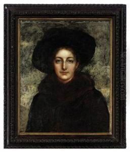 Portrait Of A Lady,
Traditionally Identified As Lady Gracepontifex, Bust-length, In A
Fur-trimmed Coat And Hat by Sir Edward John Poynter