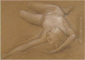 Study Of A Reclining Nude Girl For The Cave Of The Storm Nymphs by Sir Edward John Poynter