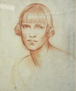 Portrait Study Of A Young Woman, Head Andshoulders by Sir Edward John Poynter