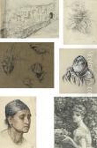 One Hundred And Twenty-five
Landscape, Architectural, Figure, Animal, Plant And Drapery Studies
Including: View Of St James' Park, London; View Of Richmond Hill; View
On Hampstead Heath; Draycot Church; View On The Orwell; Florence; Roman
Campagna - view 1