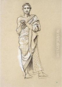 Study For One Of The Queen Of 
Sheba's Attendants In The Queen Of Sheba's Visit To King Solomon by Sir Edward John Poynter