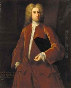 Portrait of Sir Charles Musgrave Bt. (b.1688), three-quarter-length, in a brown jacket and white shirt, holding a hat under his left arm Portrait of Sir Charles Musgrave Bt. (b.1688), three-quarter-length, in a brown jacket and white shirt, holding a hat under his left arm