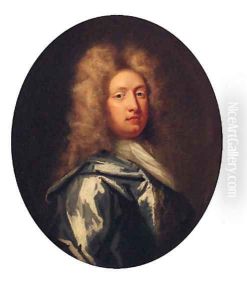 Portrait Of John Lyons, Half-Length, In A Blue Cloak And White Stock