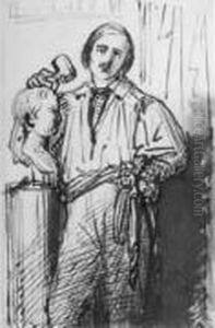 Geneve 1792 - Rueil 
 Pradier Sculptant Le Buste De Son Fils John by James Pradier