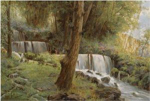 Cascada De Los Fresnos (waterfall At Los Fresnos) by Francisco Pradilla y Ortiz