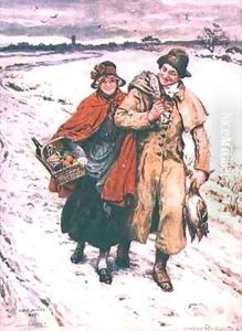 Christmas Shopping Christmas card by Frank Dadd