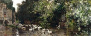 Patos En Un Estanque (ducks On A Pond) by Francisco Pradilla y Ortiz