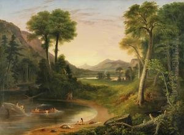 Indians Bathing - A Scene From New England - view 1