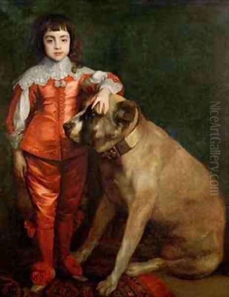 Full length portrait of Charles II as a boy with a mastiff - view 1