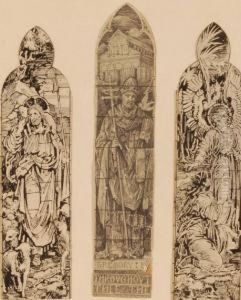 Ink And Pencil Designs Forstained Glass Windows by School Pre-Raphaelite