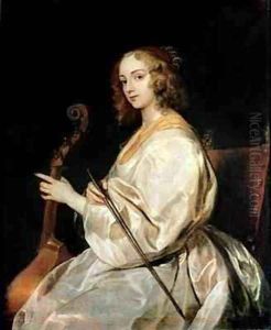 Young Woman Playing a Viola da Gamba by Sir Anthony Van Dyck