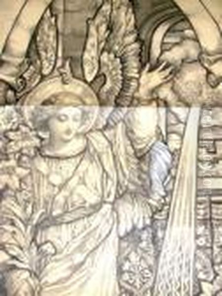 "the Annunciation"; Black Crayon
And Watercolour Heightened With White, Paper Laid On Linen, 252x74cm:
Note: The Annunciation' Depicts The Events Described In The Gospel
According To St. Luke, Chapter 1 Verses 26-35. The Angel Gabriel Appears
To T - view 1