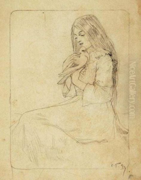 A Girl With A Dove - view 1