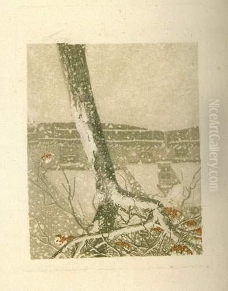 [village Sous La Neige, Arbre Au Premier Plan]. Vers 1900. - view 1