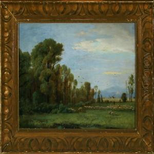 Landscape With Sheep And Shepherd - view 1