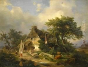 Farmer's Cottages Under Large Oaks