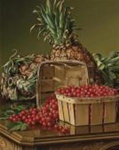 Still Life With Pineapple And Basket Of Currants by Levi Wells Prentice