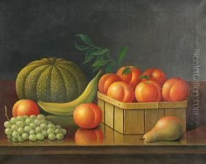 Still Life With Peaches, Mellon, And Grapes by Levi Wells Prentice