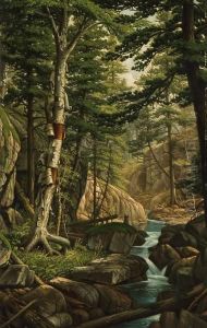 White Birch Along A Stream by Levi Wells Prentice