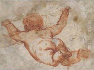 A Flying Putto Seen From Behind by Mattia Preti