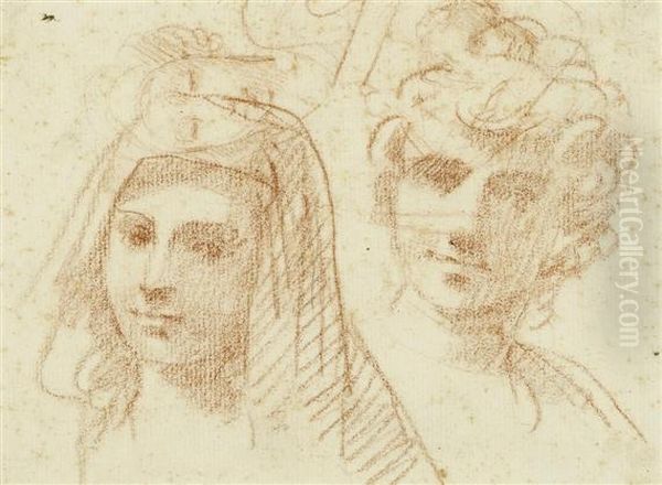 Study Sheet With Four Portraits - view 1