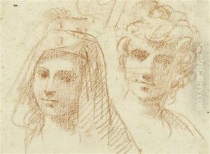 Study Sheet With Four Portraits by Mattia Preti