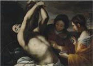 Saint Sebastian Tended By Saint Irene by Mattia Preti