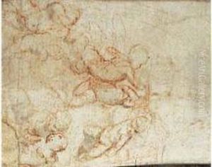 Recto : Nuee De Cherubins Verso : Deux Figures Ailees by Mattia Preti
