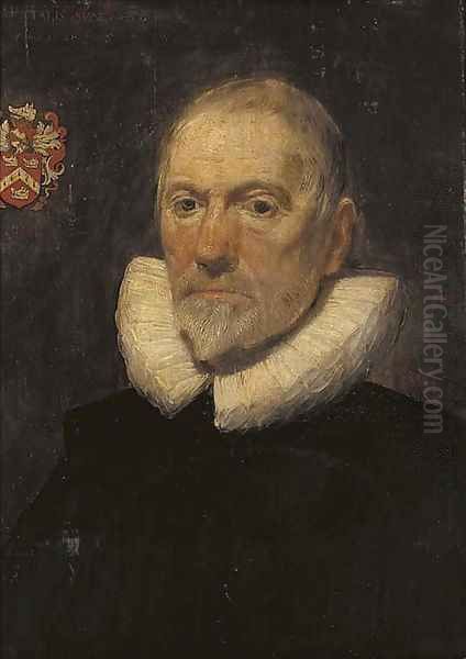 Portrait of a gentleman, thought to be a member of the Philipson family of Calgarth Hall, Westmorland, bust-length, in a lace ruff and black coat - view 1