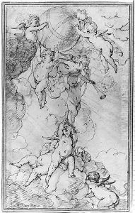 Putti in the Clouds supporting a Globe by Sir Anthony Van Dyck