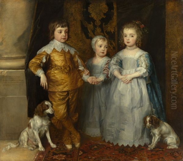 The three eldest children of Charles I Charles, Prince of Wales (1630-1685), Mary, Princess Royal (1631-1660), and James, Duke of York (1633-1701) - view 1